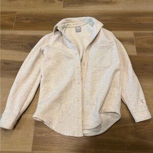 TNA Aritzia Cozy Light Gray Button-Up Shirt